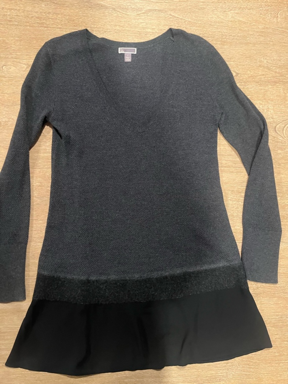 Chelsea28 Black V-Neck Knit Top with Textured Finish